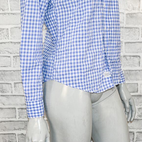 Frank & Eileen Women's Button up BARRY Shirt Blue Gingham check size Small - Picture 9 of 9